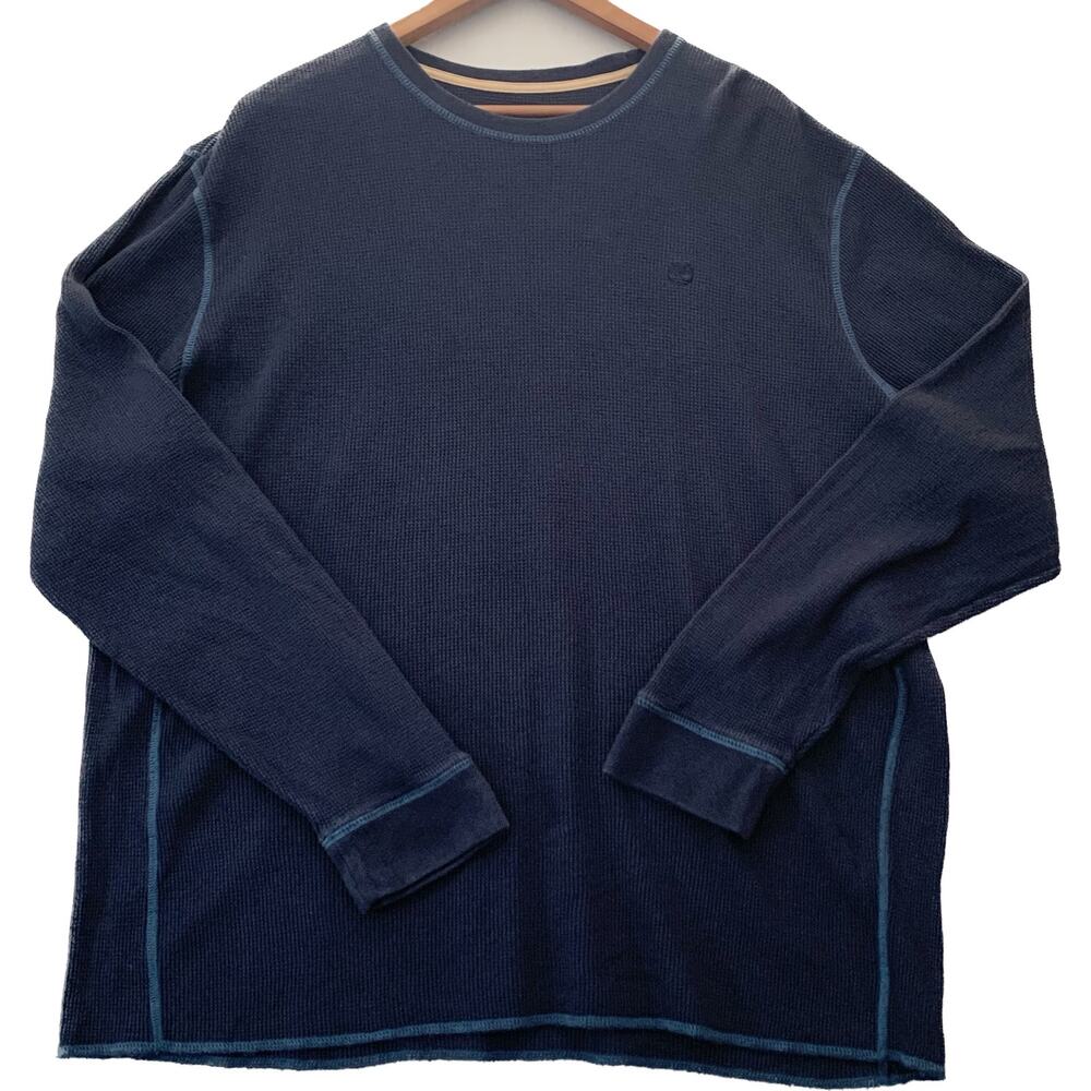 TIMBERLAND Mens Navy Blue Waffle Knit Thermal Shirt Gorpcore Work Shirt Size XXL